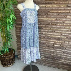 Pomegranate Lucky Brand Crepe Prairie Dress Ruffle Hem Size Small